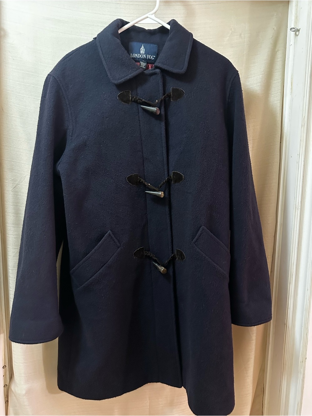 London Fog Vintage Wool Blend Toggle Coat Navy Blue Women’s 90s Winter Jacket